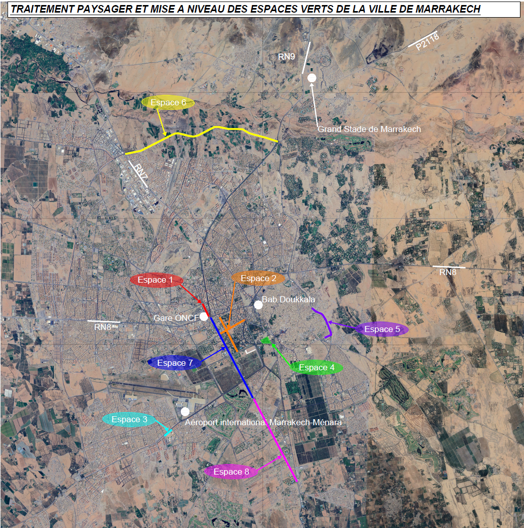 Carte des espaces verts et tableau des projets