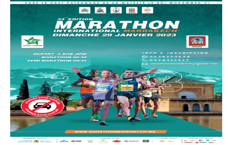 Sous le Haut Patronage de sa Majesté le Roi Mohammed VI, le Marathon International de Marrakech annonce sa 33ème édition le Dimanche 29 Janvier 2023.